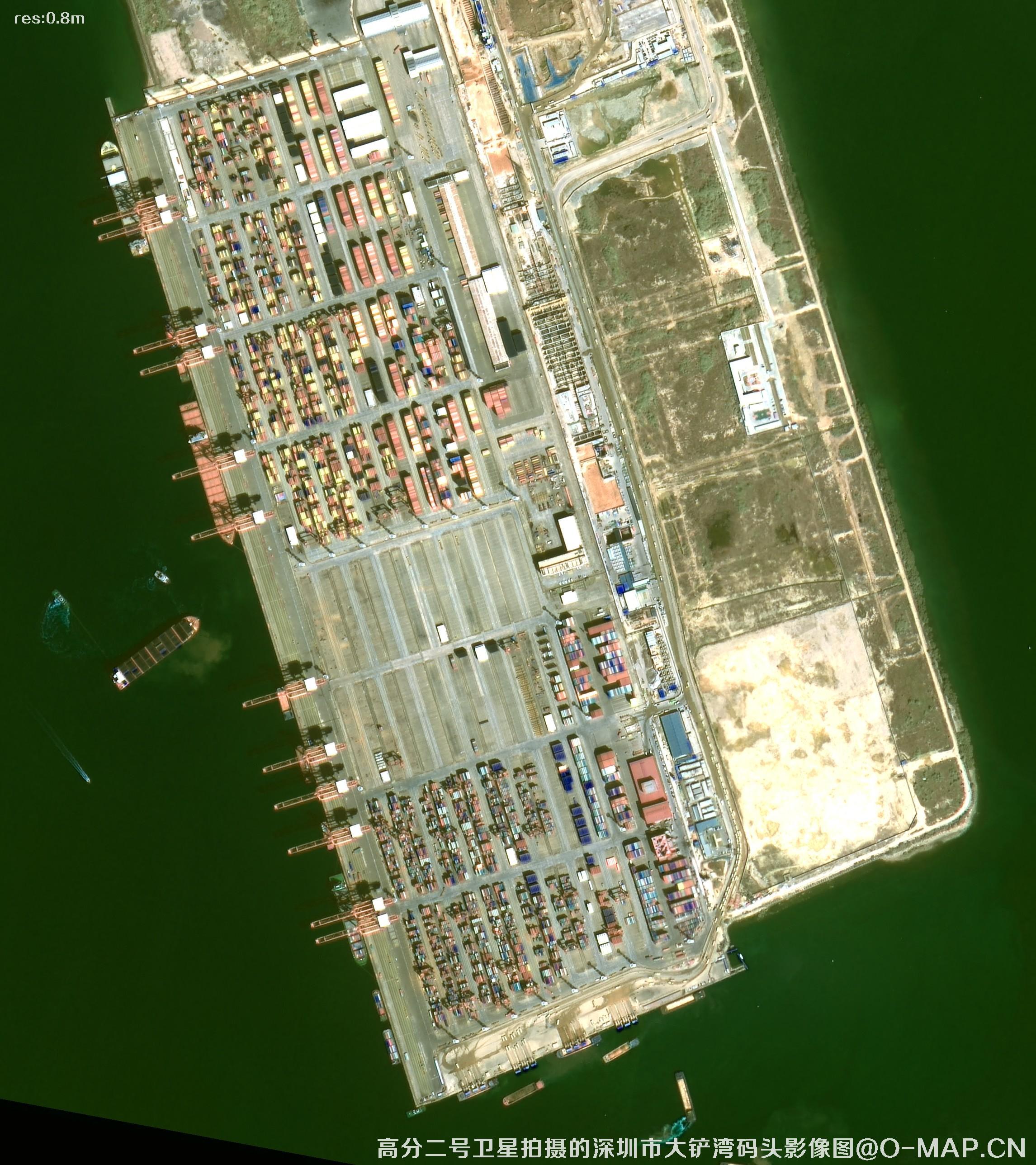 高分二号卫星拍摄的广东省深圳市大铲湾码头影像图