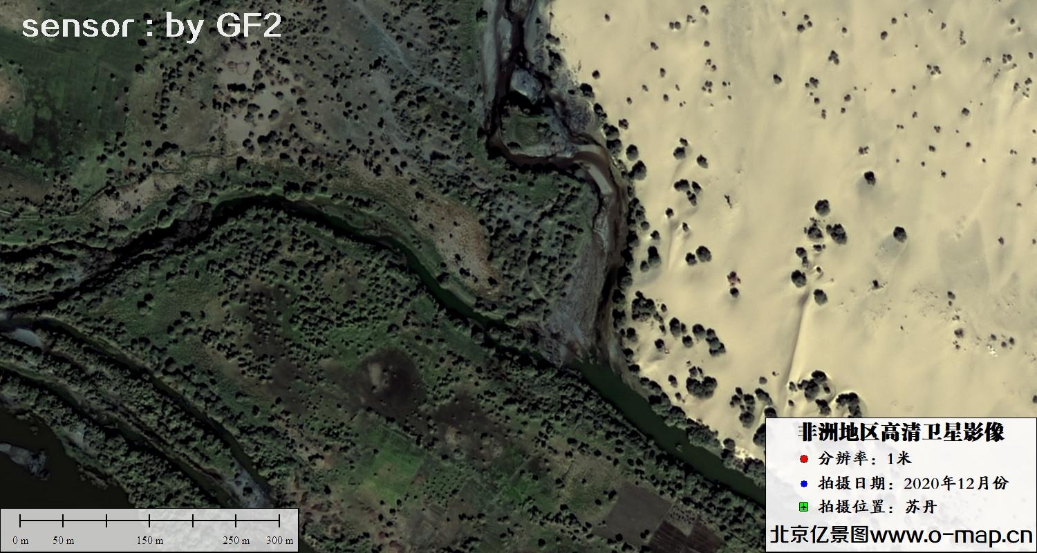 GF2卫星2020年12月拍摄的非洲苏丹尼罗河两岸影像图