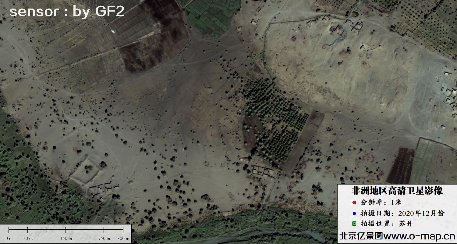 GF2卫星2020年12月拍摄的非洲苏丹尼罗河两岸影像图