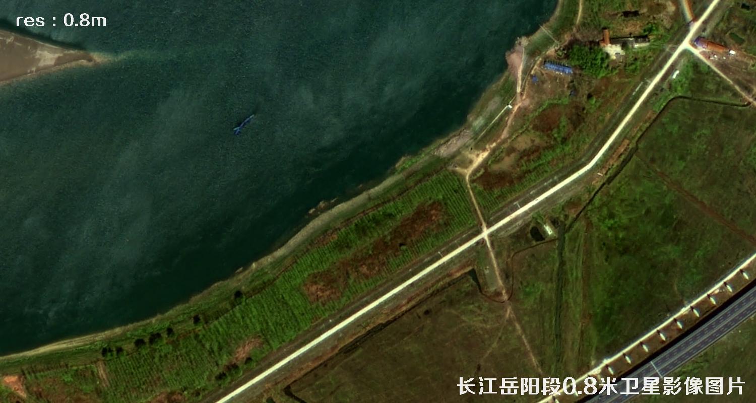 0.8米分辨率高清卫星拍摄的长江岳阳段高清卫星影像图片