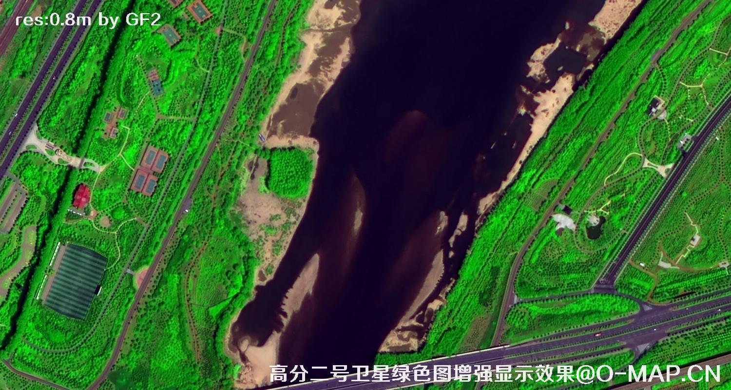 高分二号卫星图像绿色增强现实效果