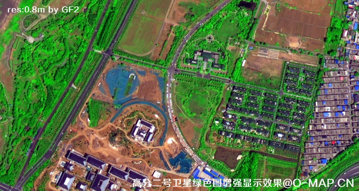 高分二号卫星图像绿色增强现实效果