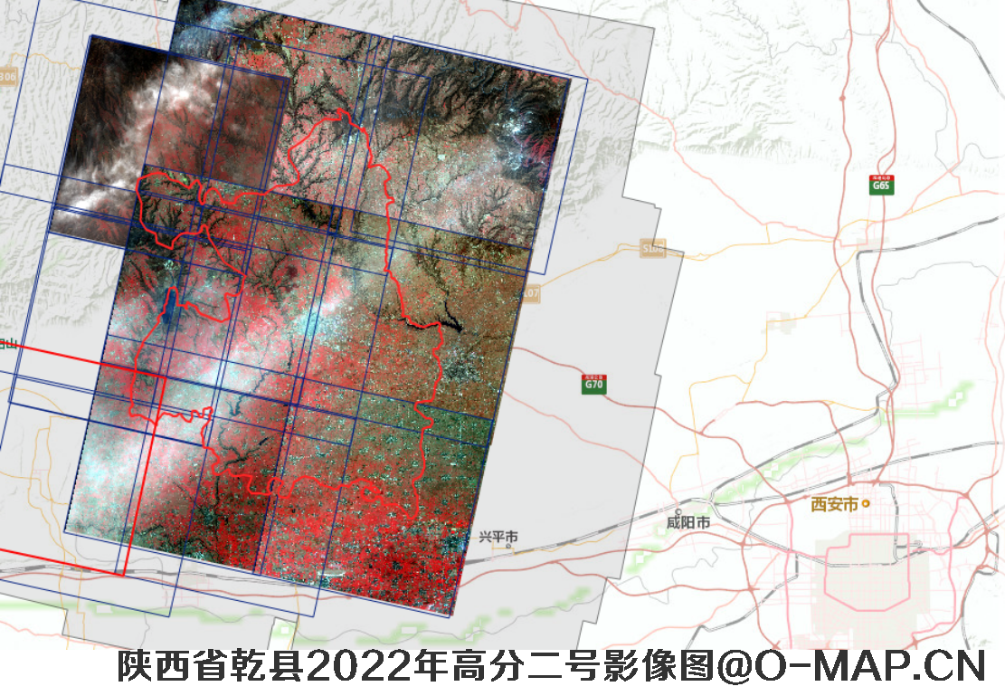 陕西省咸阳市乾县2022年3月份最新0.8米高分二号卫星图
