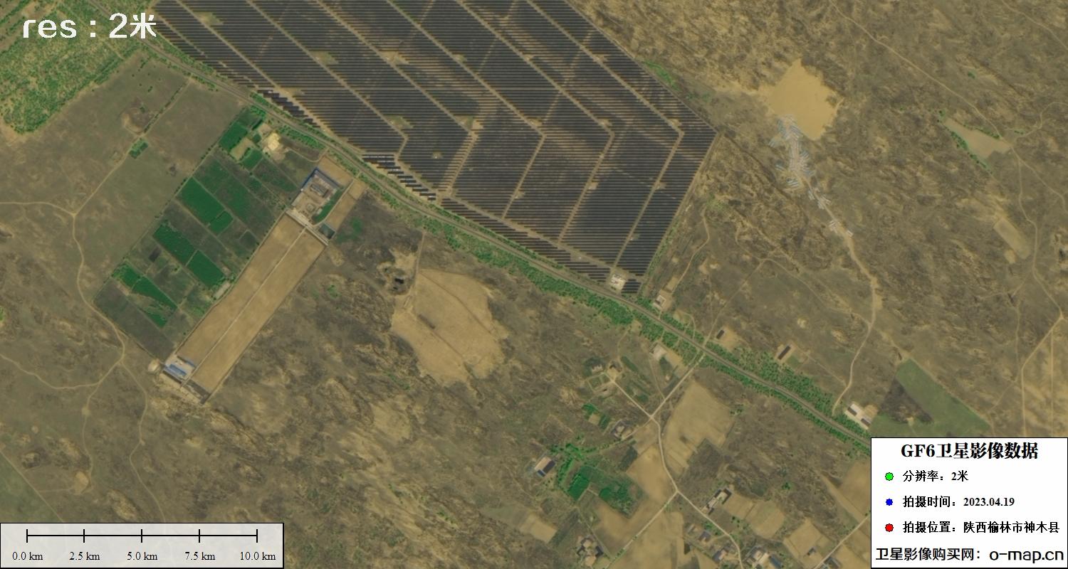 GF6卫星2023年4月份拍摄的甘肃省神木县2米分辨率影像图