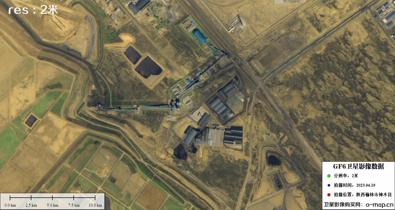 GF6卫星2023年4月份拍摄的甘肃省神木县2米分辨率影像图