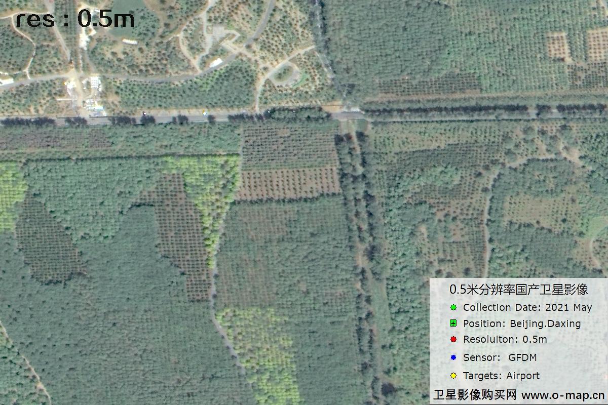 0.5米GFDM高分多模卫星拍摄的机场及周边影像图