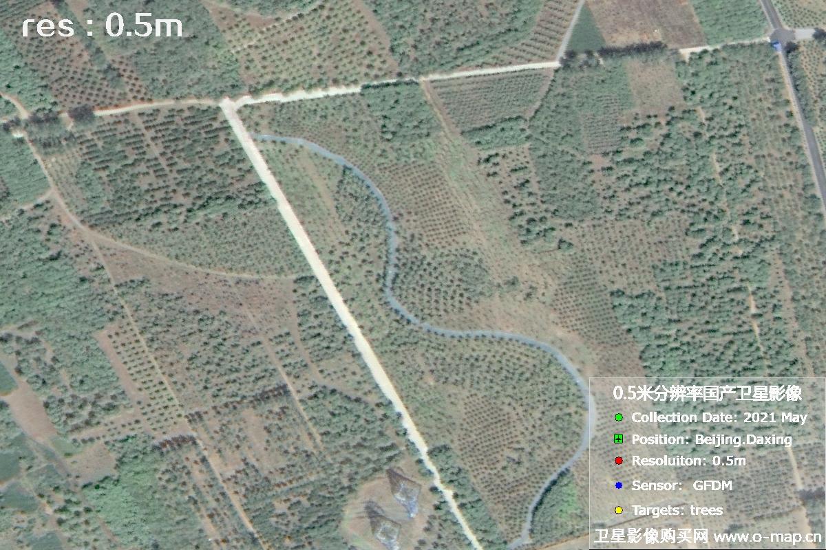 0.5米分辨率GFDM高分多模卫星拍摄的树林影像图