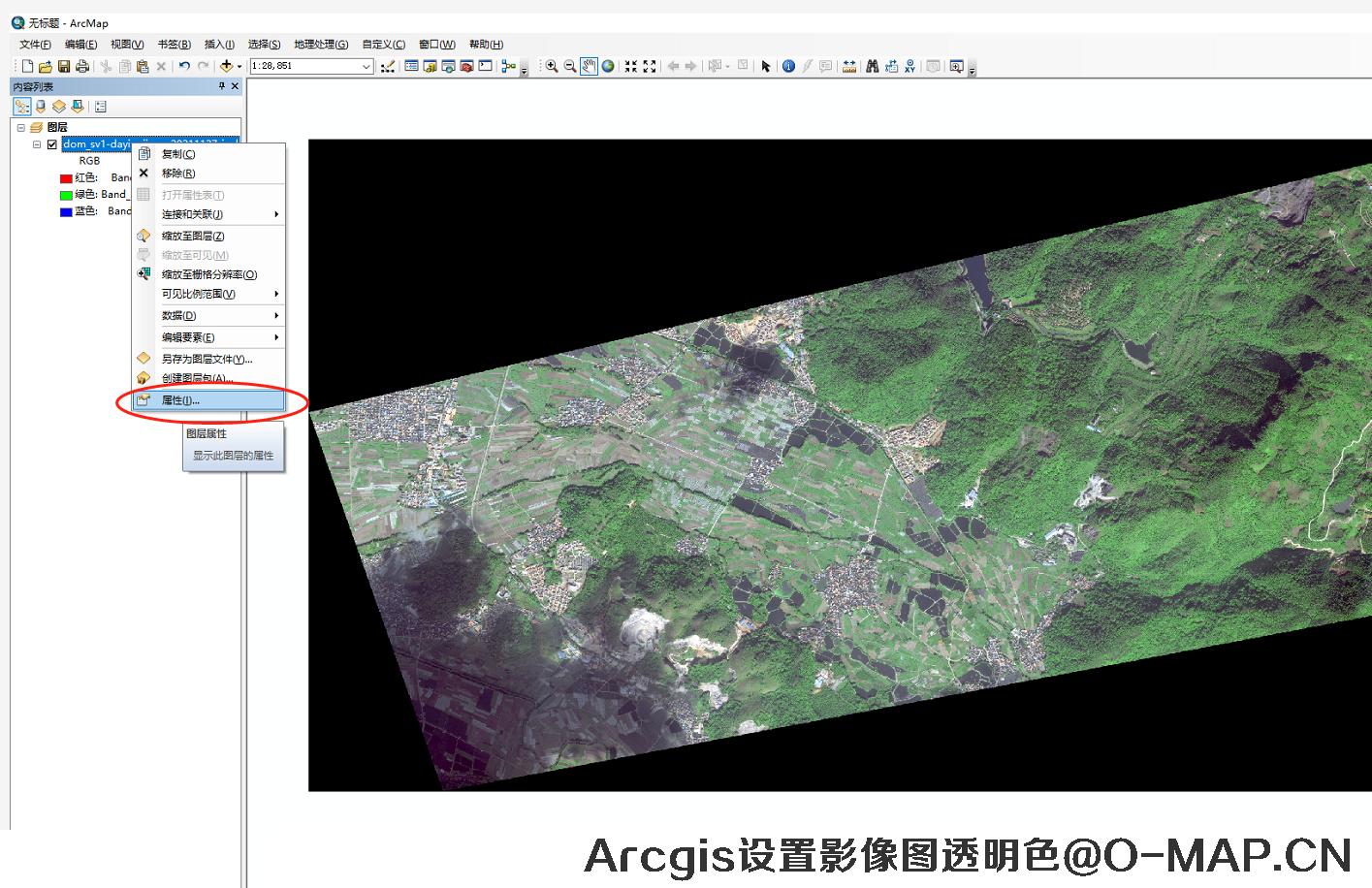 Acgis设置影像图透明色的方法 