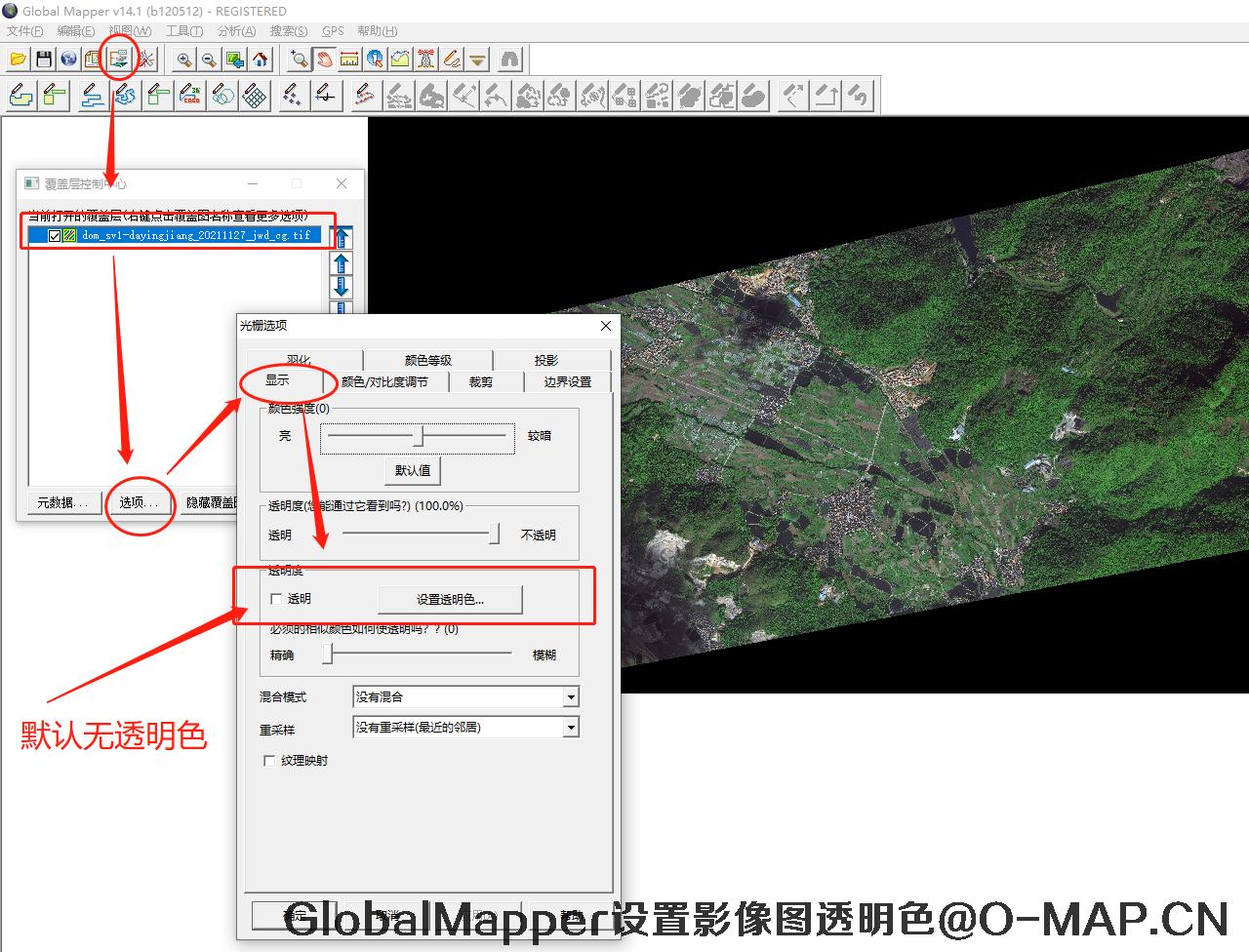 GlobalMapper设置影像图透明色的方法