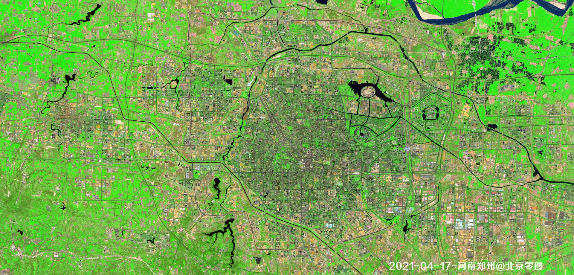 河南省郑州市2021年绿化现状卫星图