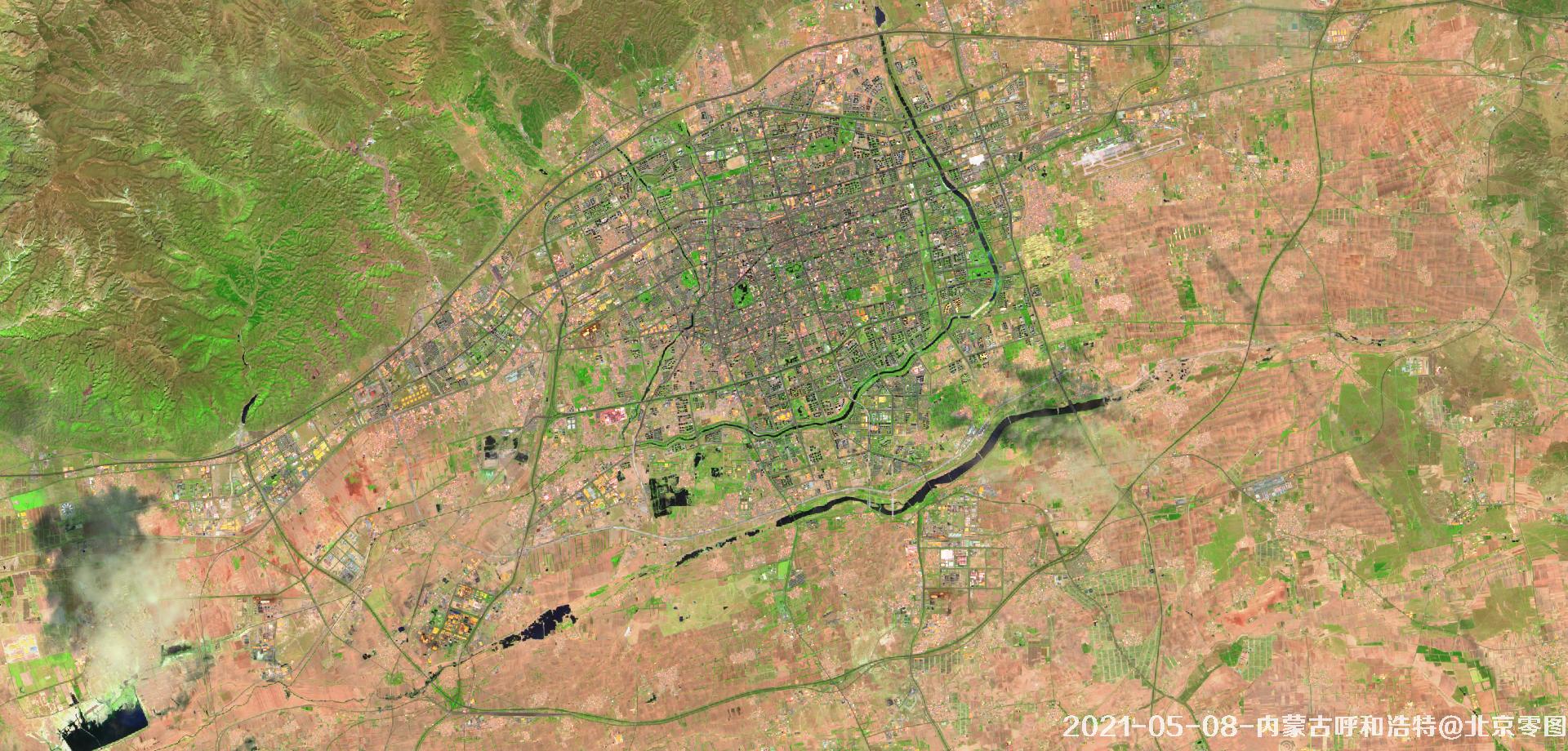 内蒙古呼和浩特市2021年绿化现状卫星图