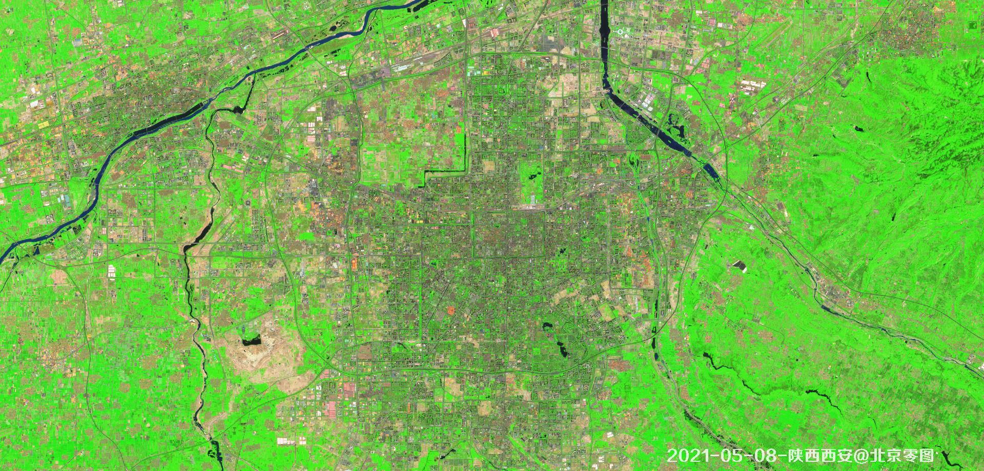 陕西省西安市2021年绿化现状卫星图
