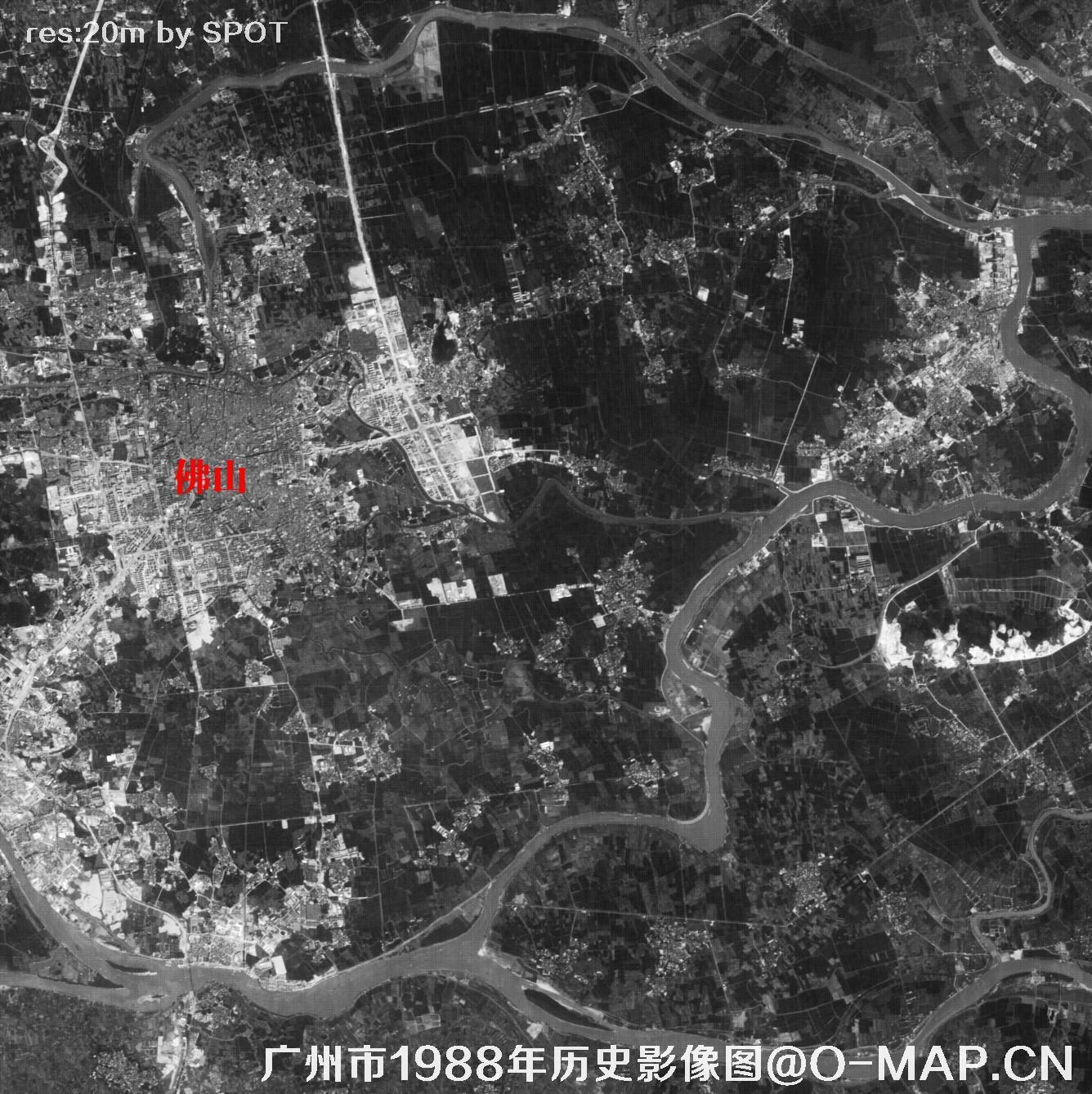 广东省佛山市1988年SPOT卫星历史影像图