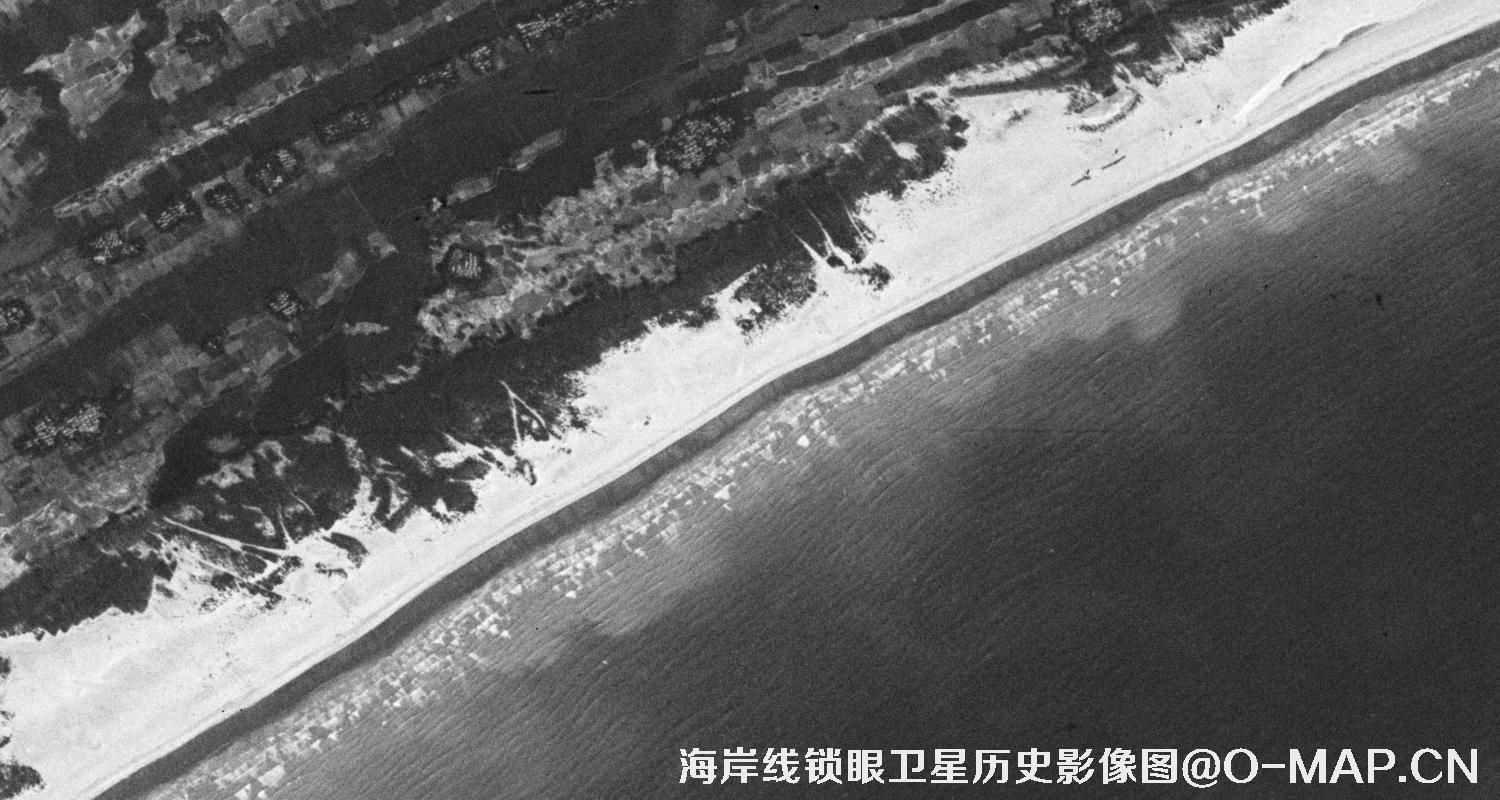 锁眼卫星拍摄的湛江市海岸线历史影像图