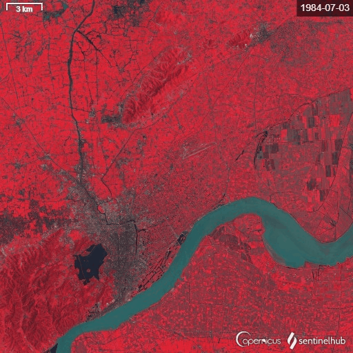杭州市1984年到2012年城市植被变化卫星图