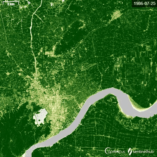 杭州市1984年到2012年城市绿化变化卫星图