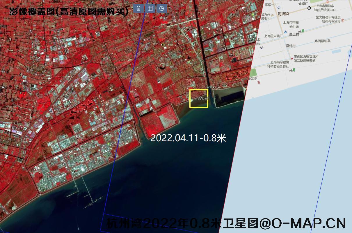 上海市奉贤区杭州湾北岸2022年【0.3-.5-0.8】米分辨率遥感影像数据查询结果