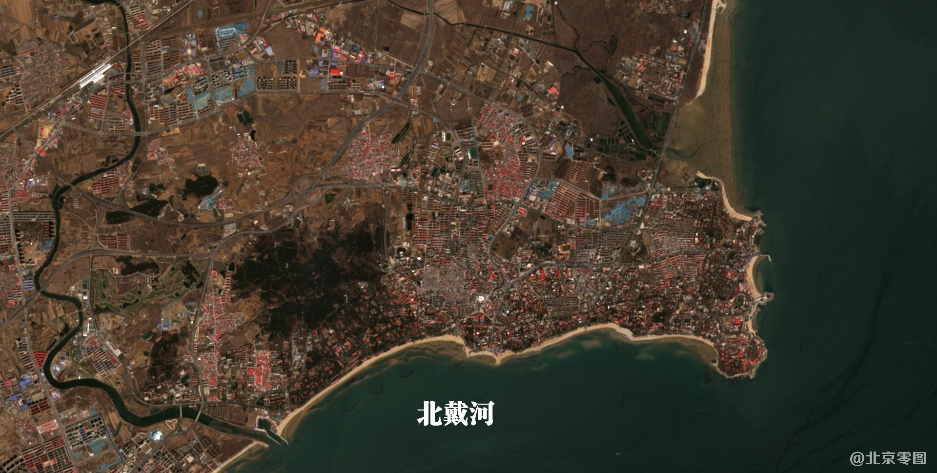 河北省北戴河2021年4月份最新卫星图