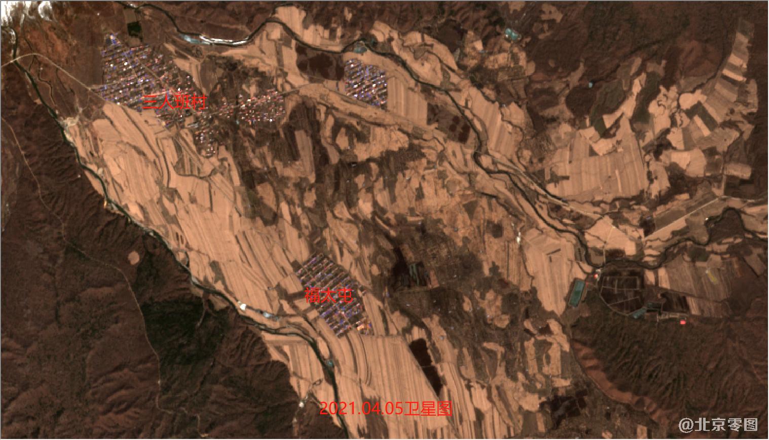 三人班村2021年4月5日卫星图