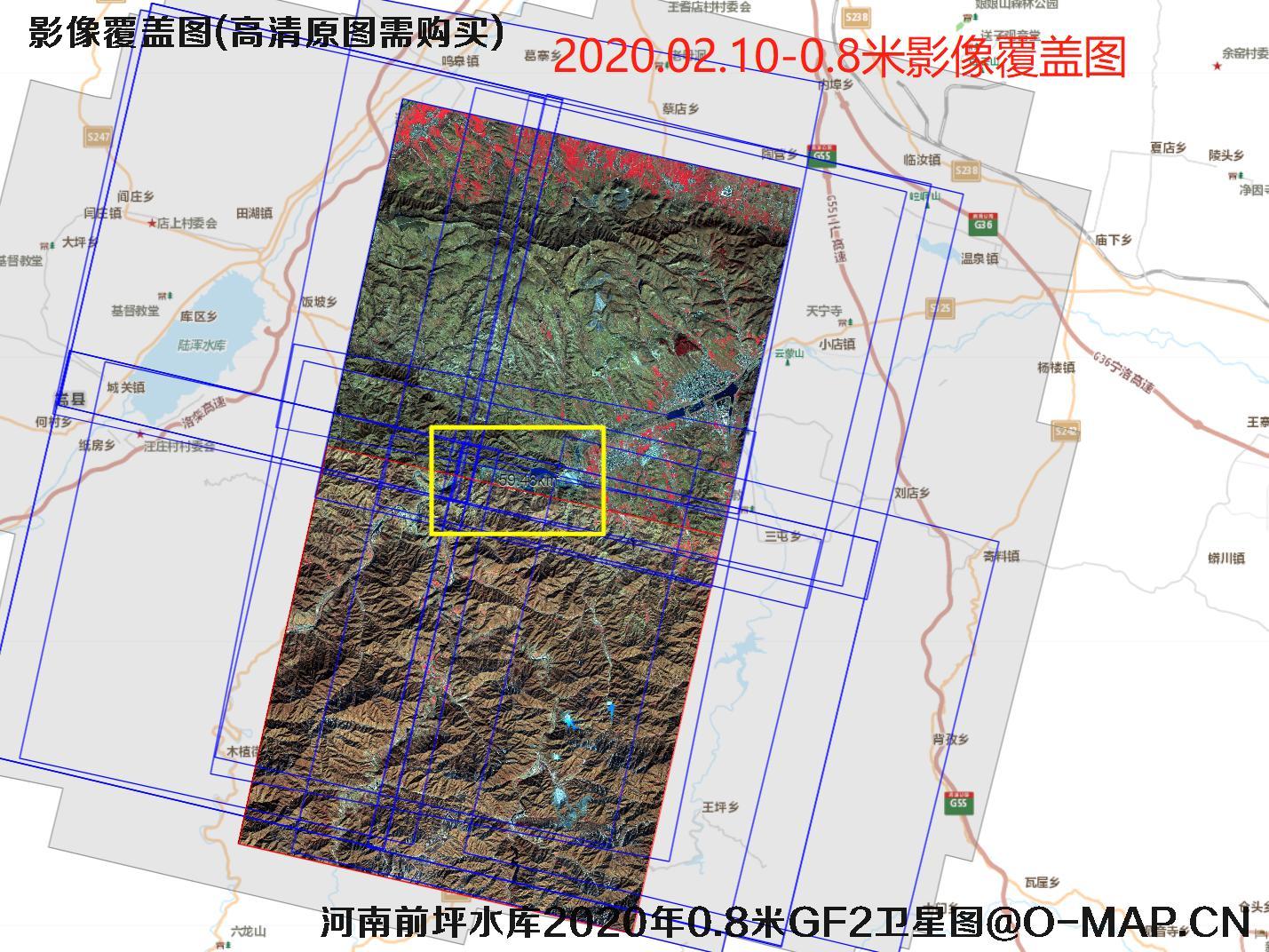 河南省汝阳县前坪水库历史卫星影像地图资料