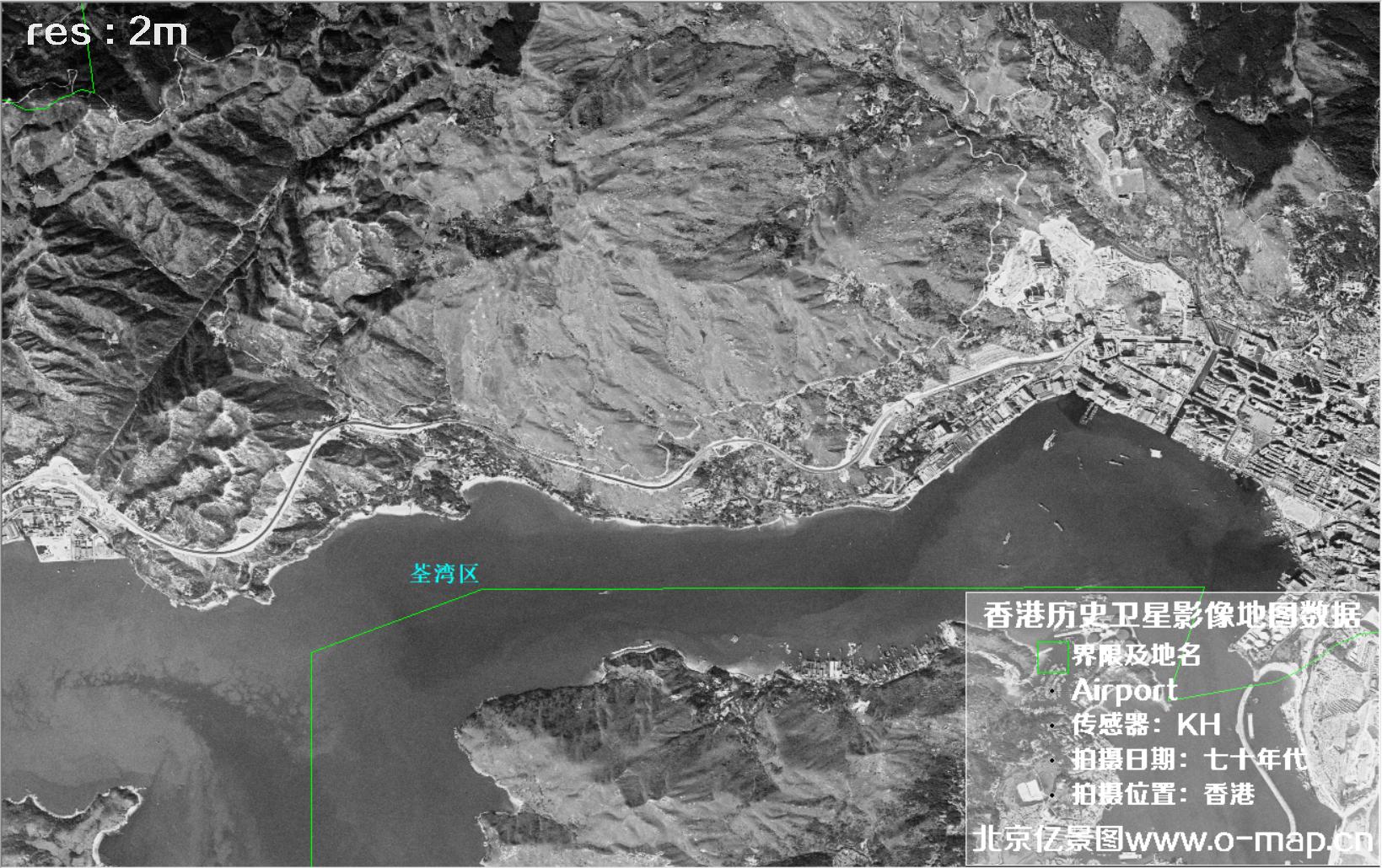 美国锁眼卫星1970年代拍摄的香港卫星地图数据