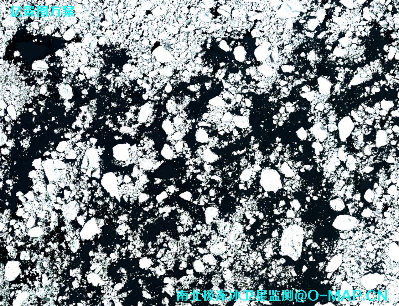 卫星影像冰冻监测示例-卫星影像拍摄的北极冰冻雪山卫星图片