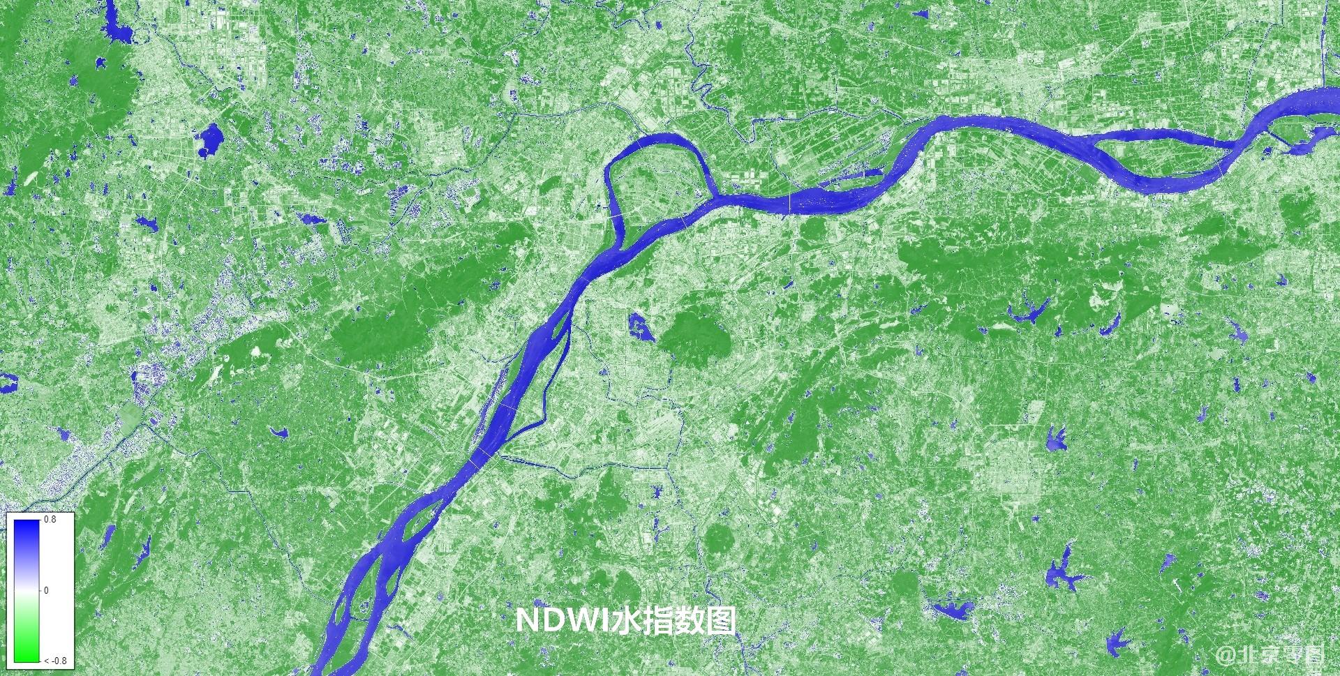 江苏省南京市2021年5月份NDWI归一化水指数图