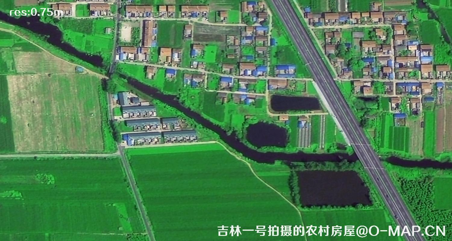 吉林一号卫星拍摄的0.5米农村房屋卫星图