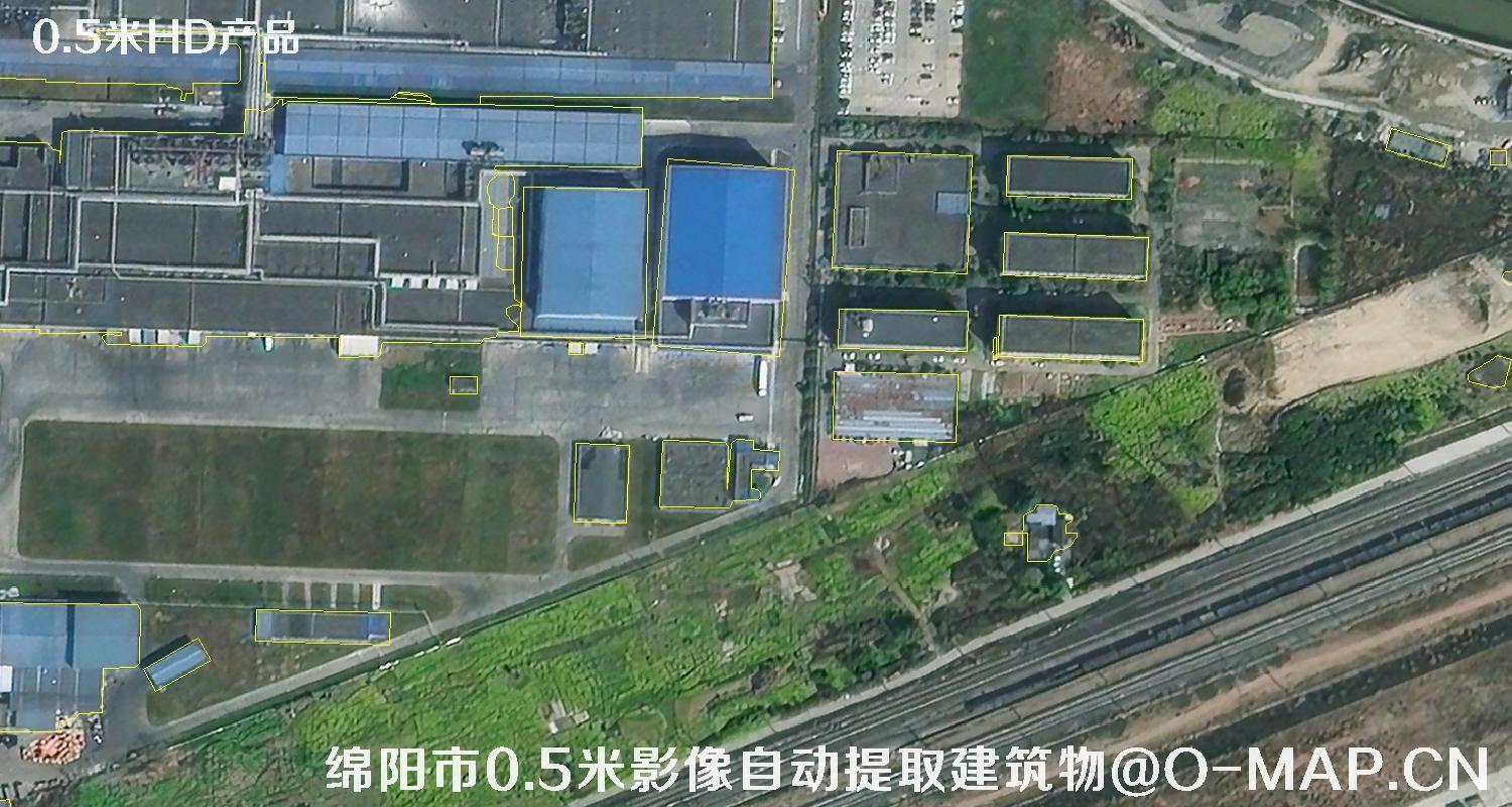 四川省绵阳市0.5米影像图自动提取的建筑物矢量