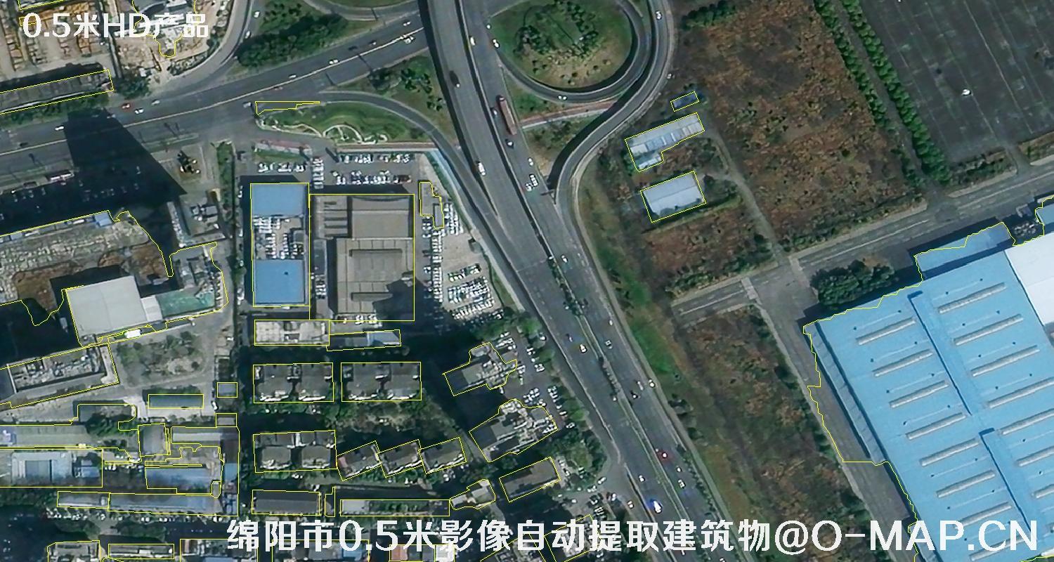 四川省绵阳市0.5米影像图自动提取的建筑物矢量