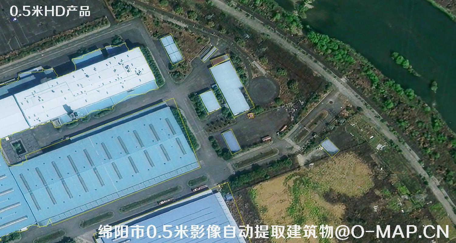 四川省绵阳市0.5米影像图自动提取的建筑物矢量