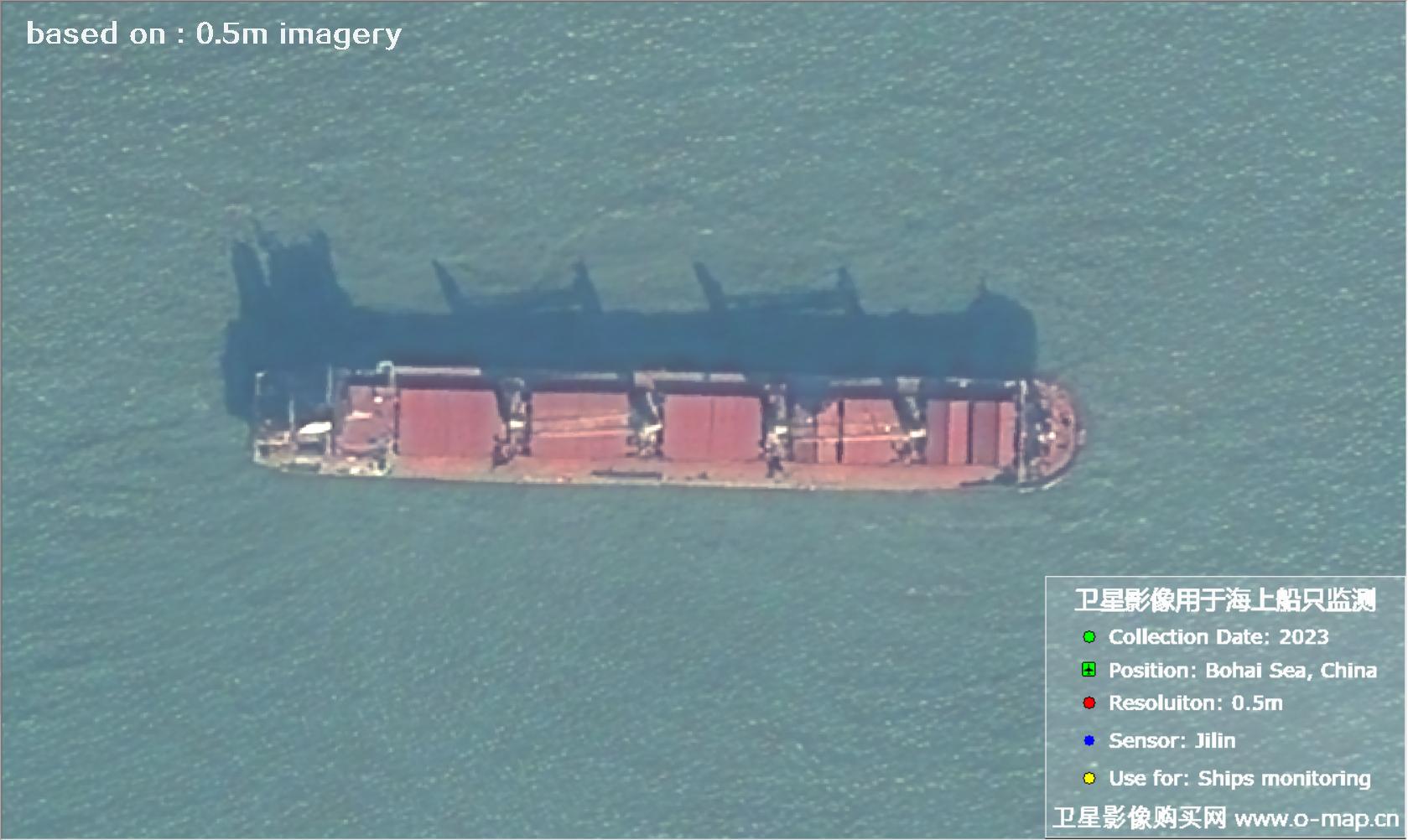 0.5米分辨率卫星在渤海拍摄的船只卫星图片