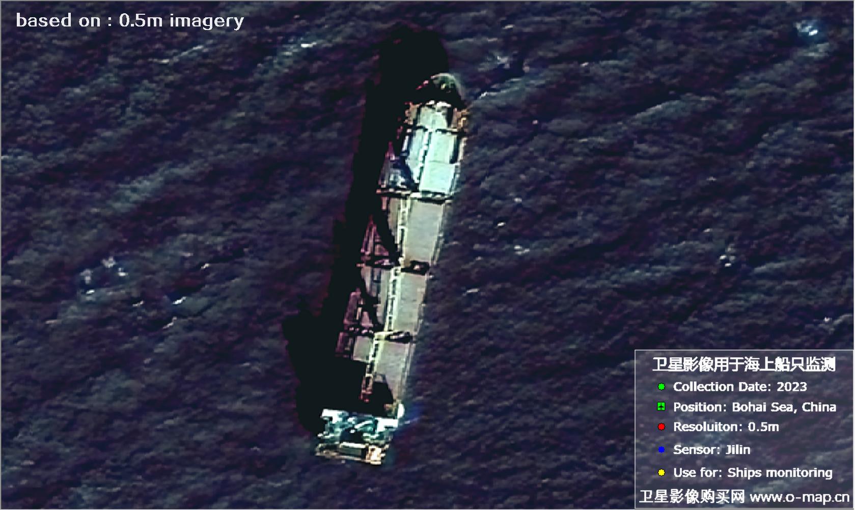 0.5米分辨率卫星在渤海拍摄的船只卫星图片