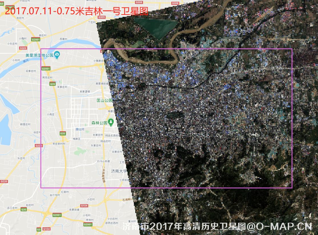 山东省济南市2017年7月份0.75米吉林一号卫星图