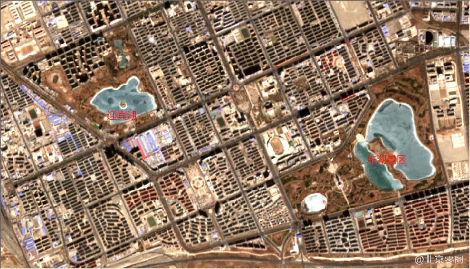 酒泉卫星发射中心及周边最新卫星图-迎宾湖&东湖景区
