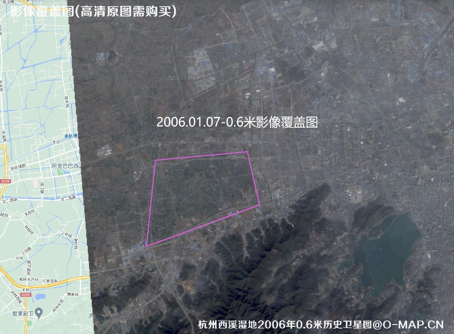 浙江省杭州市西溪湿地【2000-2008】年历史卫星图片