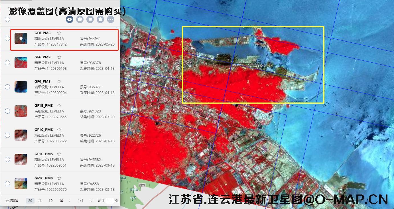 江苏省连云港地区2023年最新卫星图查询结果