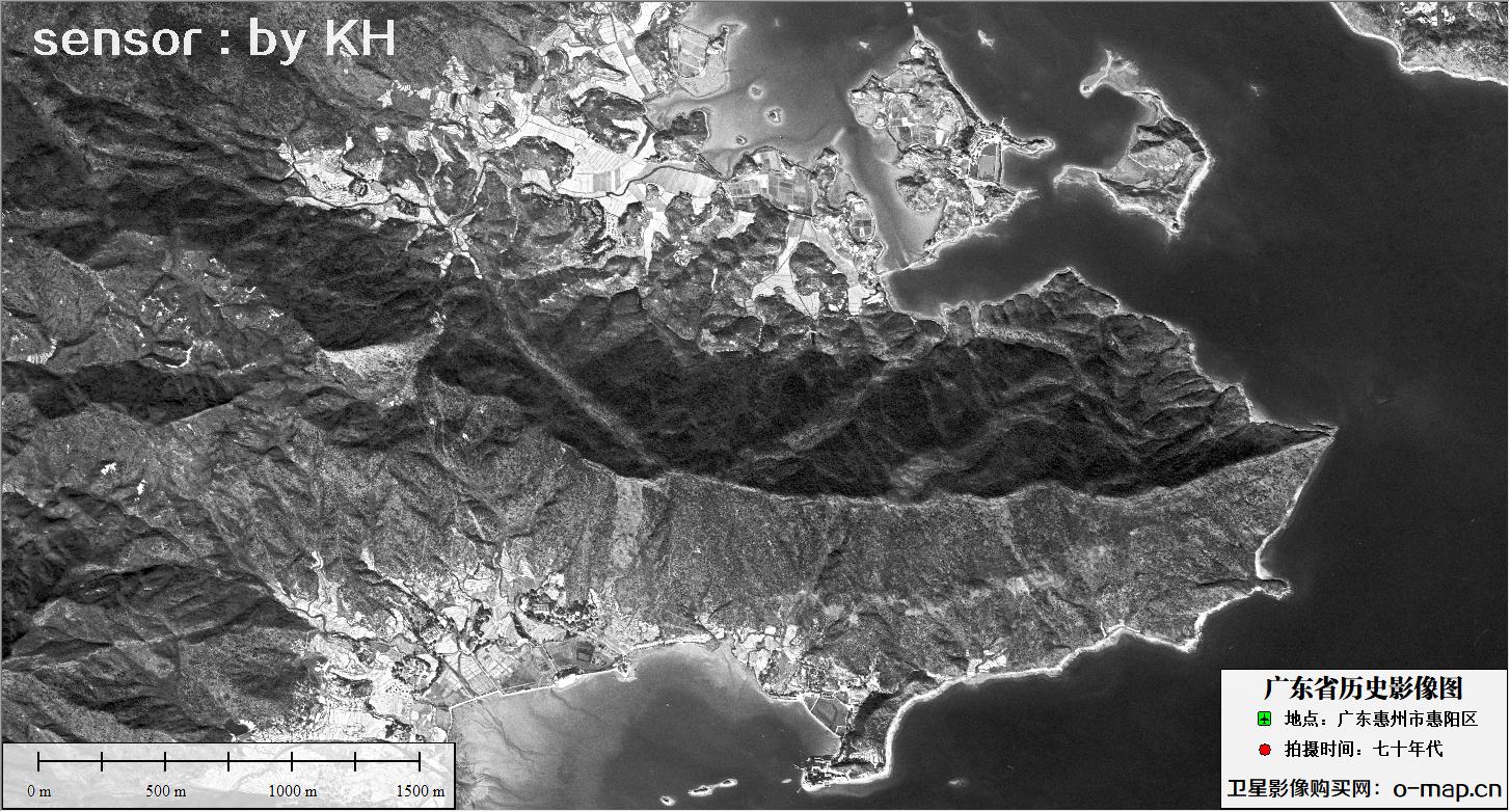 Keyhole锁眼卫星拍摄的广东省惠州市惠阳区七十年代影像图片