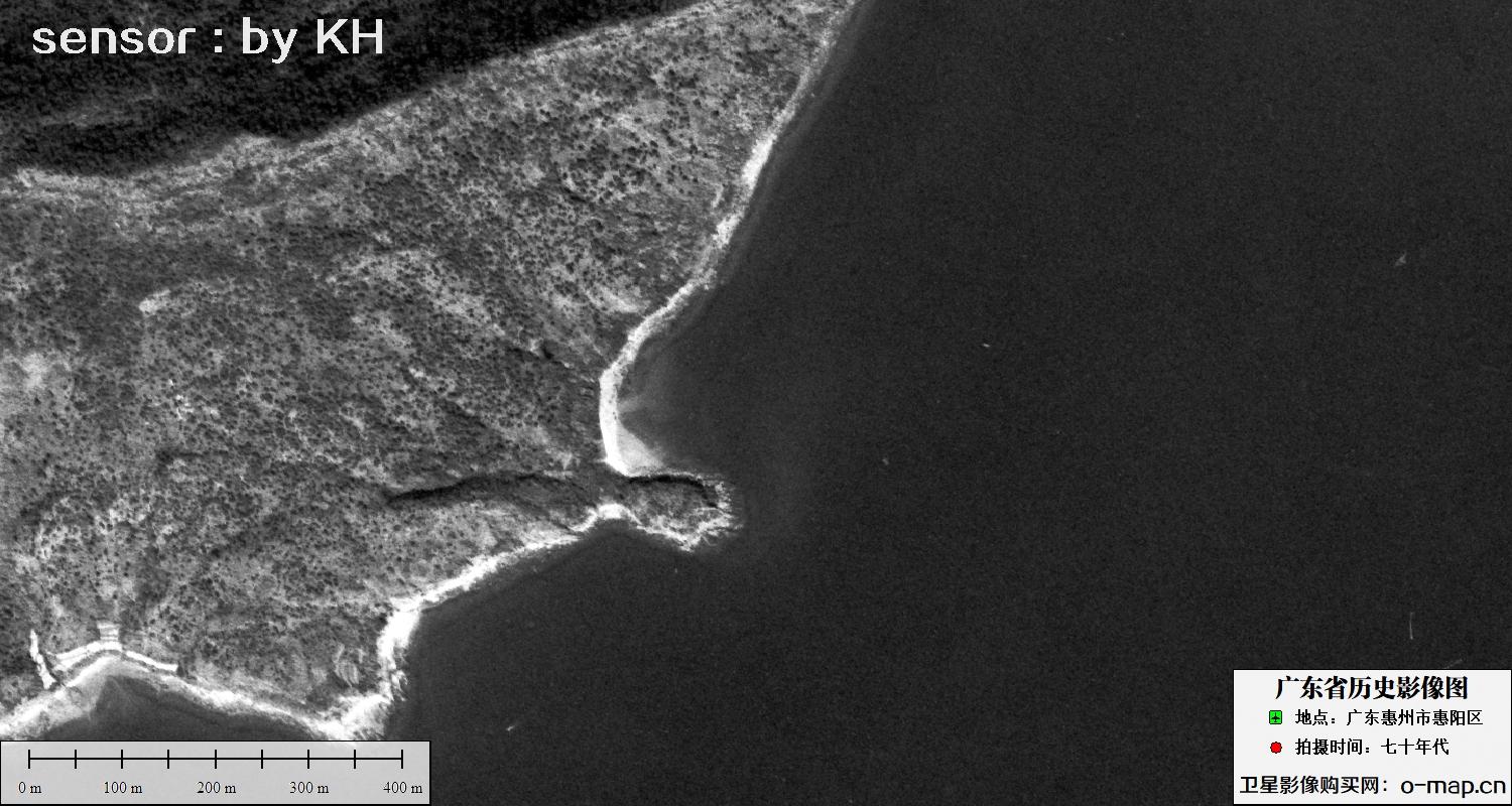 Keyhole锁眼卫星拍摄的广东省惠州市惠阳区七十年代影像图片