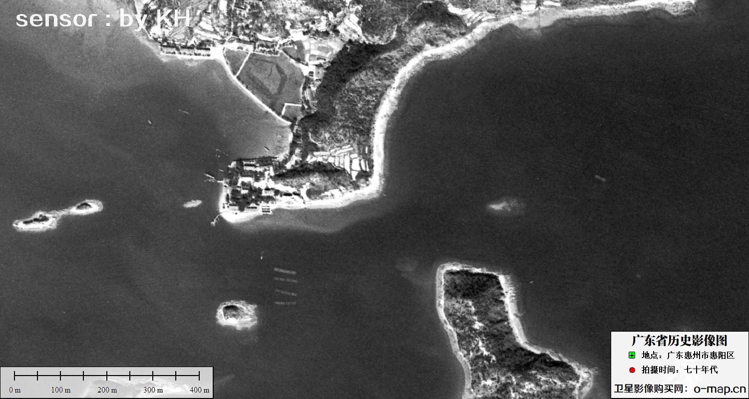 Keyhole锁眼卫星拍摄的广东省惠州市惠阳区七十年代影像图片