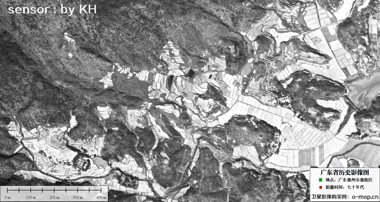 Keyhole锁眼卫星拍摄的广东省惠州市惠阳区七十年代影像图片