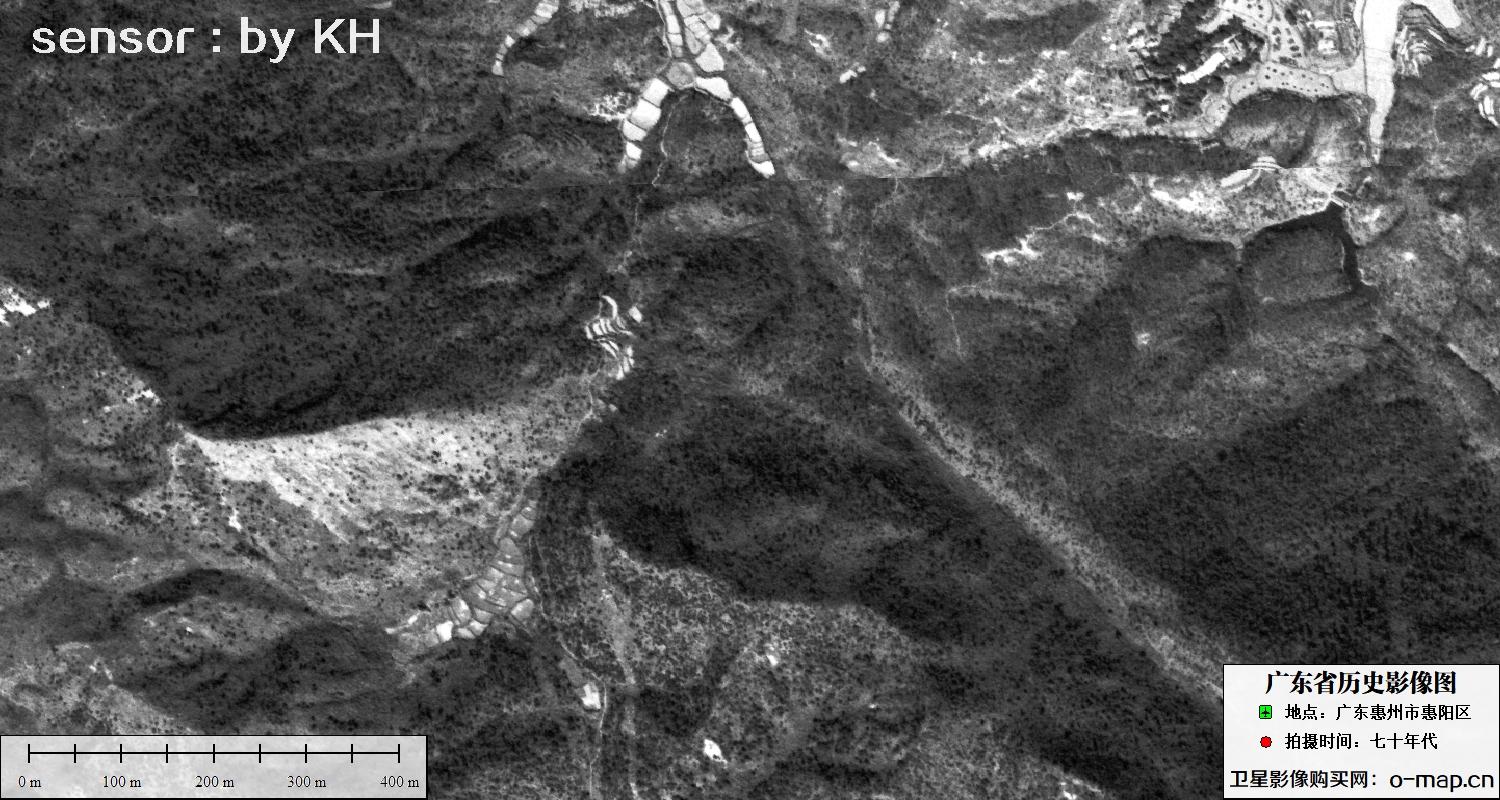 Keyhole锁眼卫星拍摄的广东省惠州市惠阳区七十年代影像图片