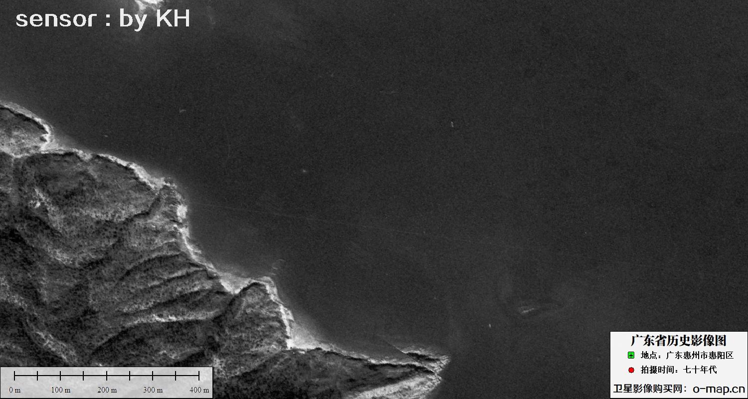 Keyhole锁眼卫星拍摄的广东省惠州市惠阳区七十年代影像图片