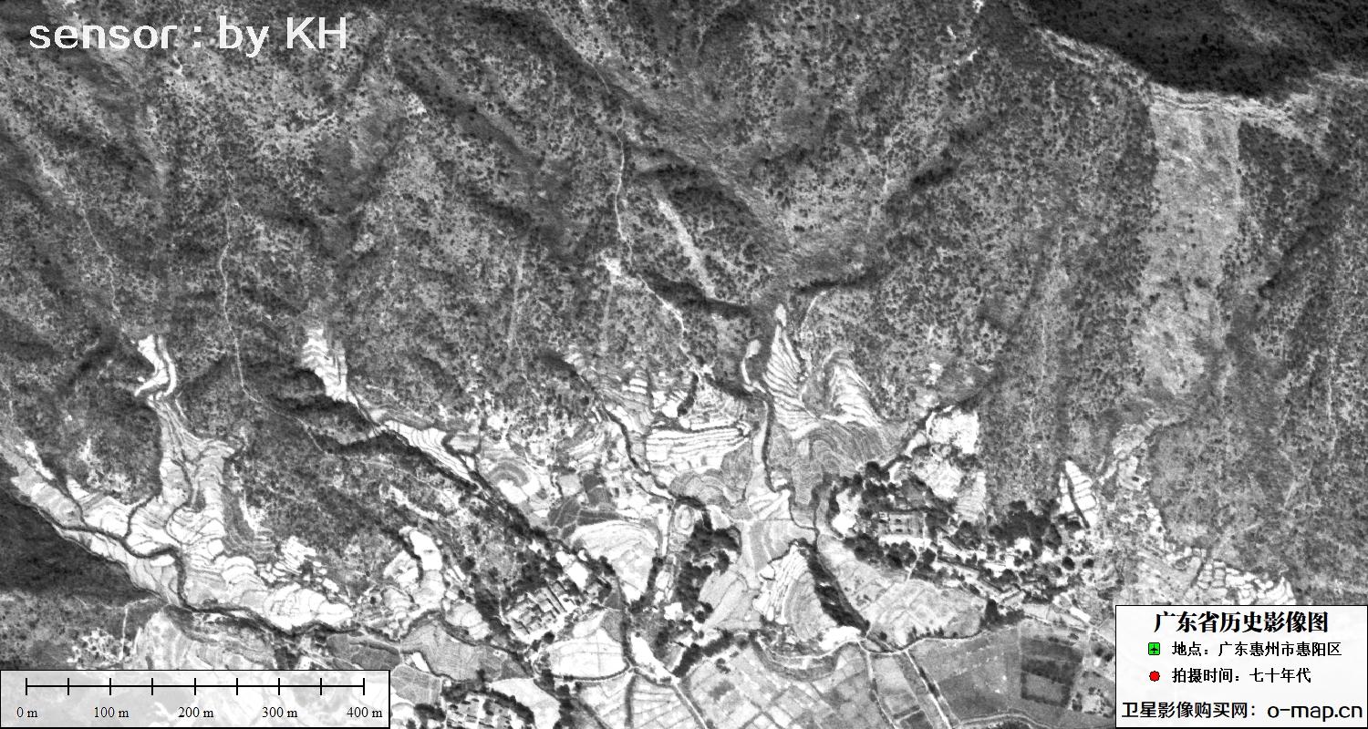 Keyhole锁眼卫星拍摄的广东省惠州市惠阳区七十年代影像图片