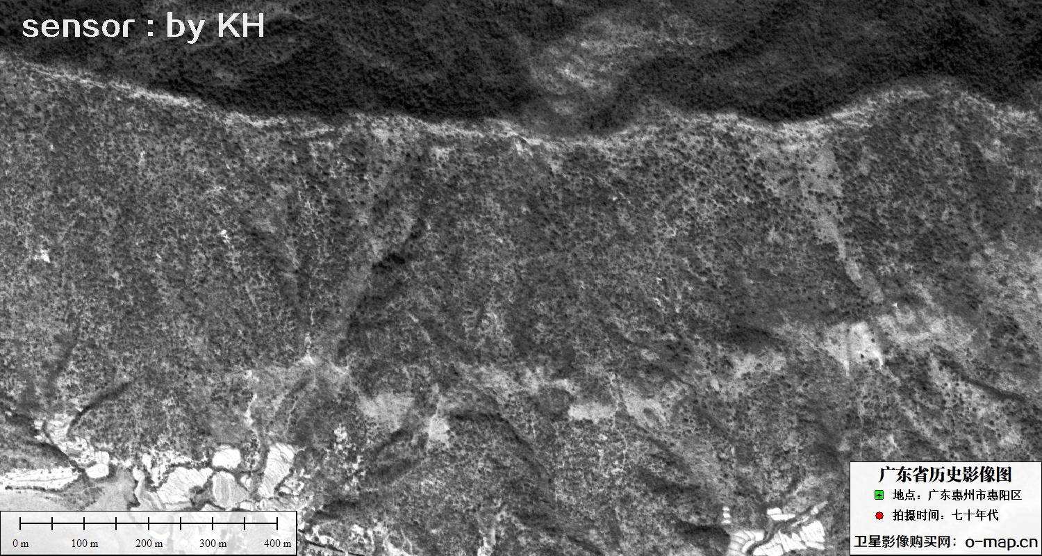 Keyhole锁眼卫星拍摄的广东省惠州市惠阳区七十年代影像图片