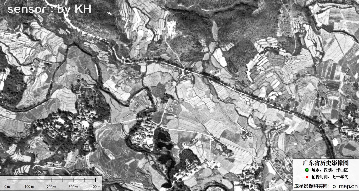 广东省深圳市坪山区七十年代高清历史影像地图