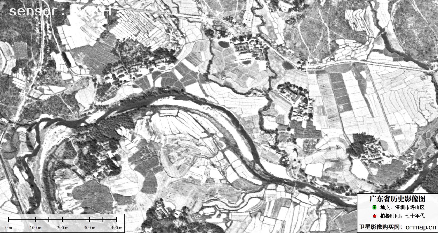 广东省深圳市坪山区七十年代高清历史影像地图