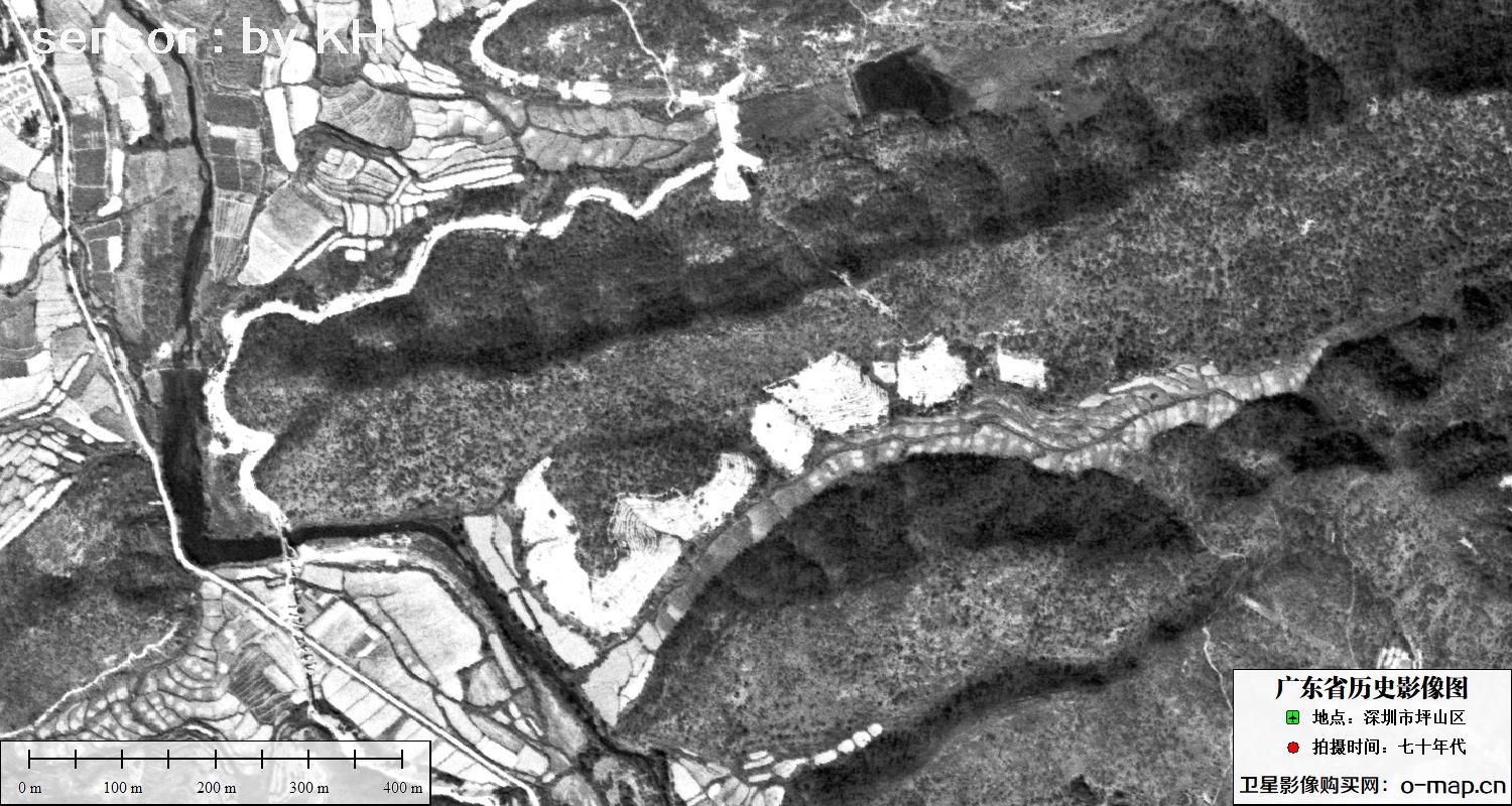 广东省深圳市坪山区七十年代高清历史影像地图