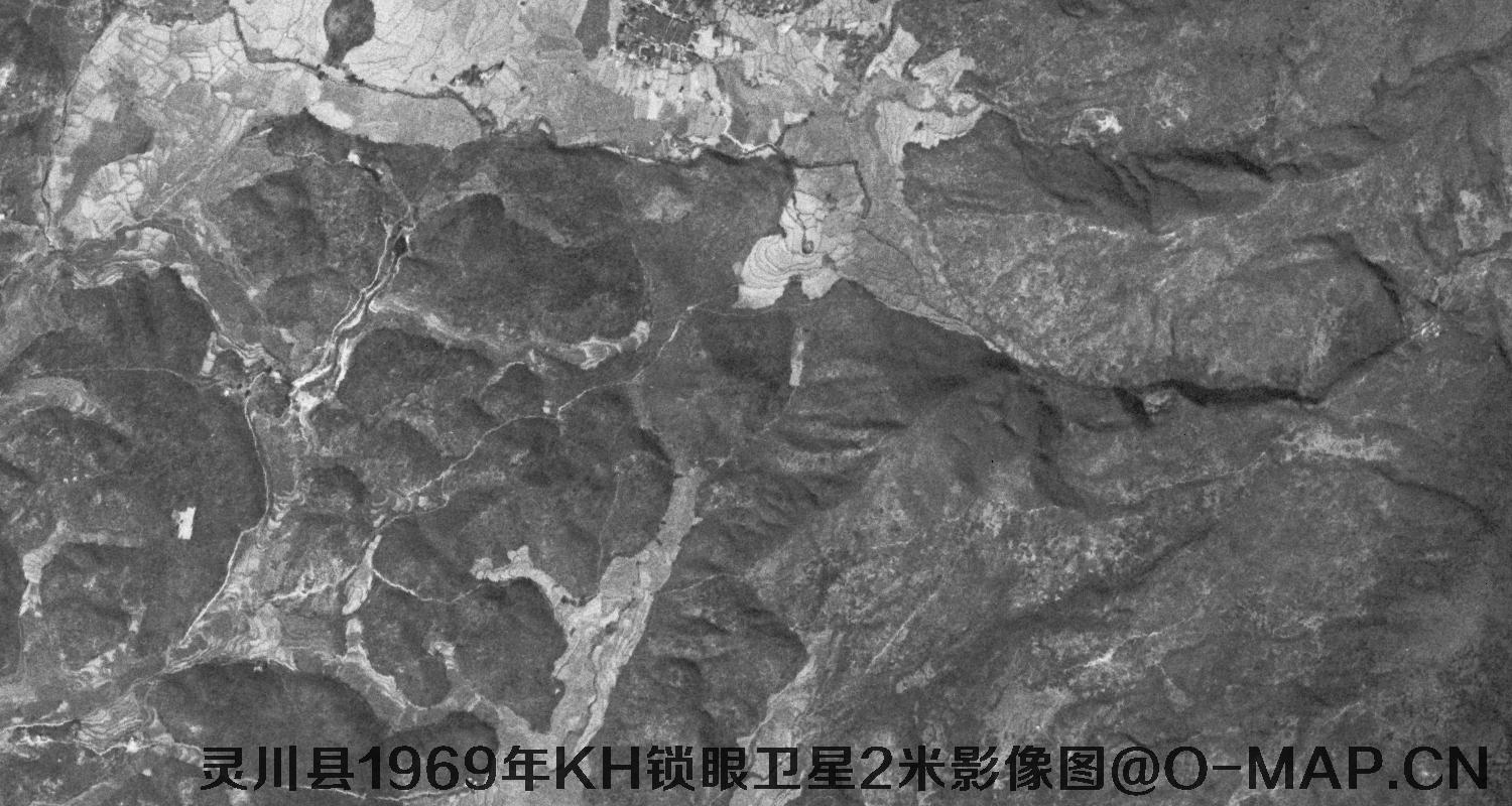 广西省灵川县1969年KH锁眼卫星2米影像图