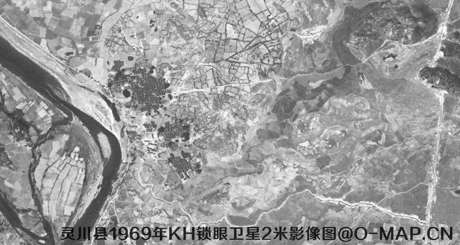 广西省灵川县1969年KH锁眼卫星2米影像图